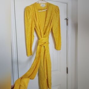 Vintage 1985 Argenti Yellow Silk Dress